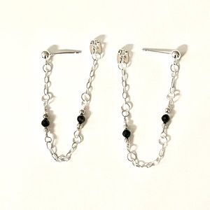Black spinel sterling earrings